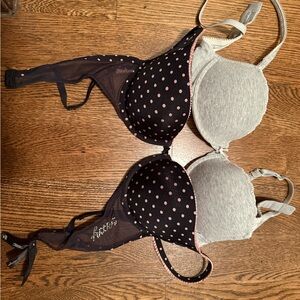 H&M Black Polka Dot and Gray Bra Set